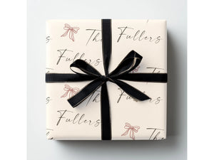 Personalized Family Name Gift Wrap Red Bow