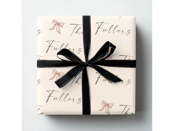 Personalized Family Name Gift Wrap Red Bow