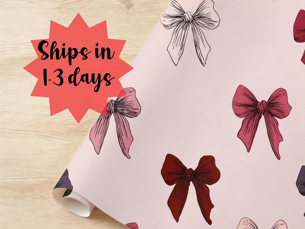 Velvet Red Ribbon Drawn Christmas Wrapping Paper