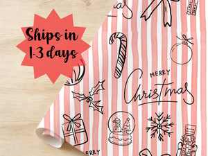 Red Stripe Merry Christmas Wrapping Paper