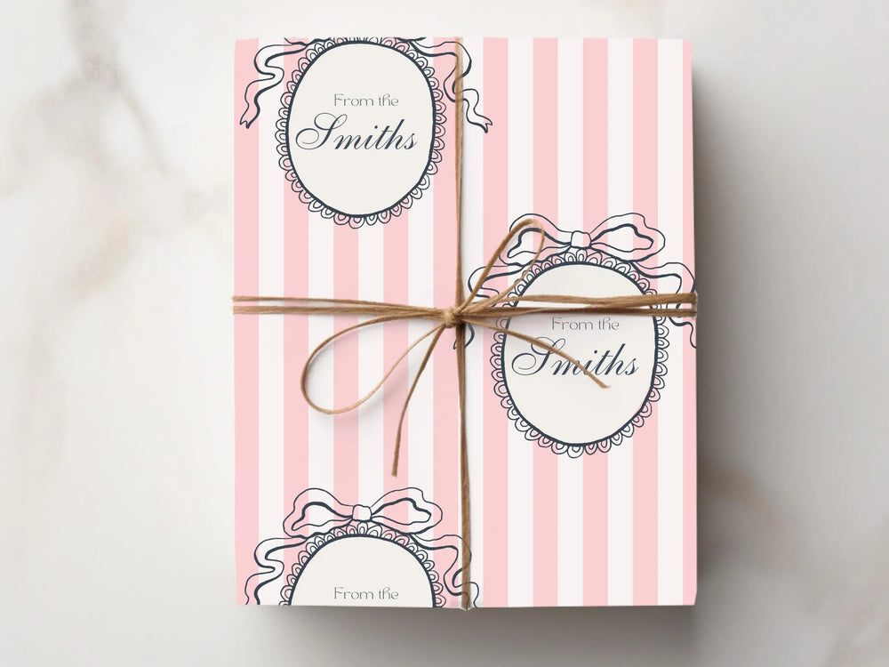 Wedding Couple Wrapping Paper Pink Stripe