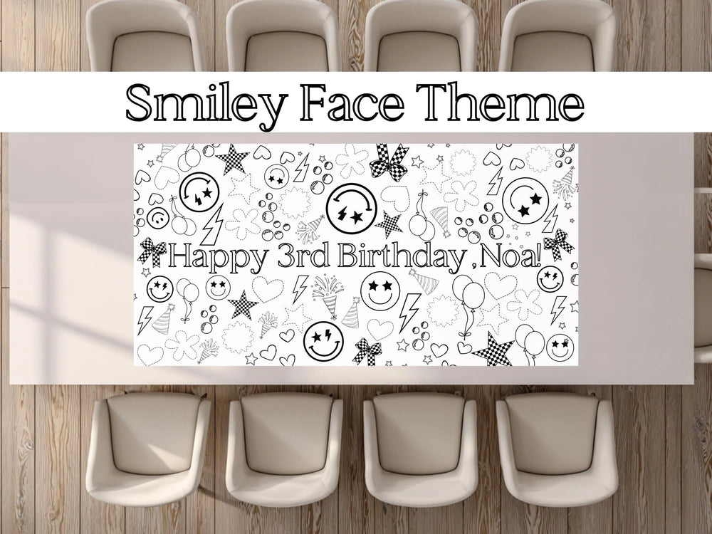 Smiley Face Retro Coloring Banner