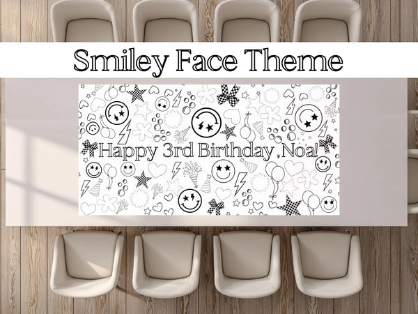 Smiley Face Retro Coloring Banner