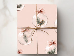 Pine and Ribbon Soft Blush Wrapping Paper