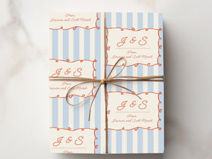 Baby Blue Stripe Personalized Family Gift Wrap