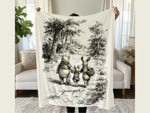 Storybook Forest Blanket Personalized Pooh Bear