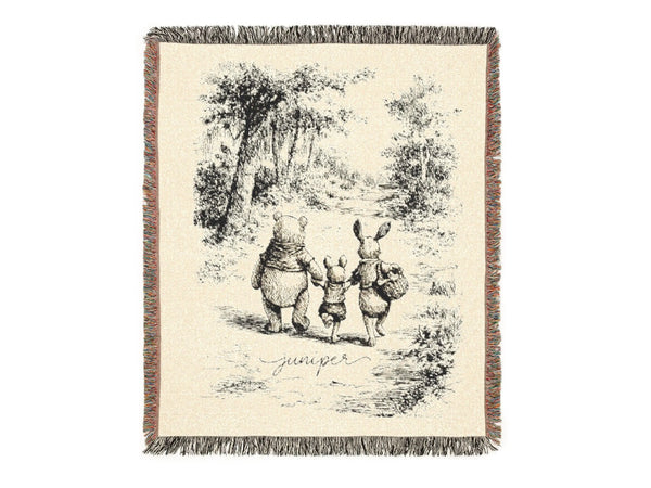 Woven Vintage Pooh Bear Blanket Personalized