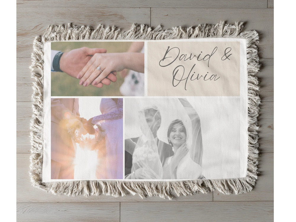 Custom Wedding Photo Collage Blanket Woven