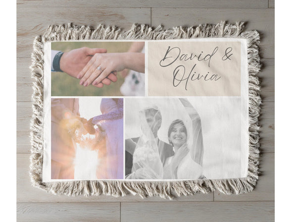 Custom Wedding Photo Collage Blanket Woven