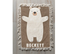 Custom Baby Faux Bear Skin Forest Blanket Personalized Name