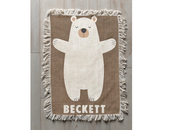Custom Baby Faux Bear Skin Forest Blanket Personalized Name
