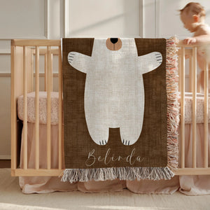 Custom Baby Faux Bear Skin Forest Blanket Personalized Name