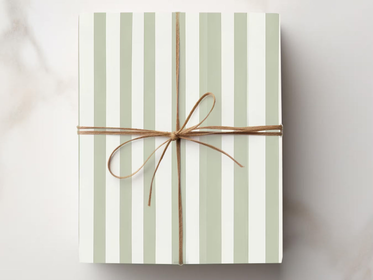 Green Stripe Merry Christmas Wrapping Paper