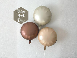 Set of 5 Beige Matte Carmel Balloon Round