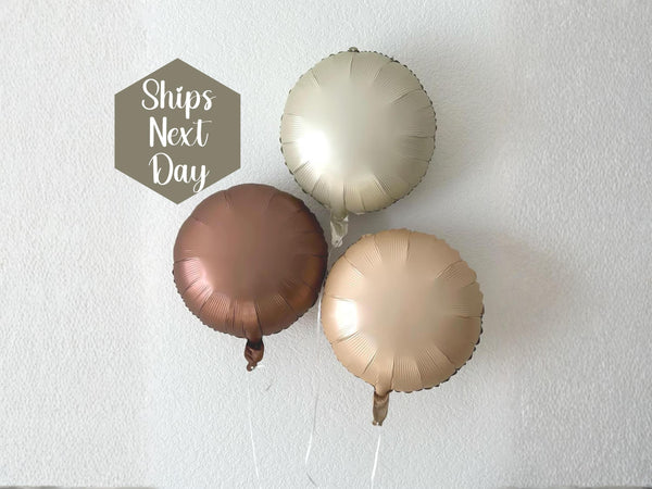 Set of 5 Beige Matte Carmel Balloon Round