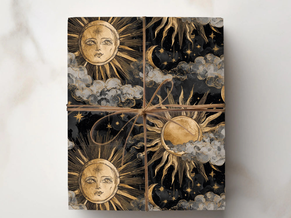 Celestial Wrapping Paper Mystical Sun Moon