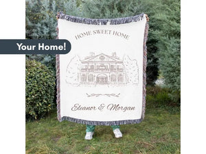 Custom Home Portrait Woven Blanket