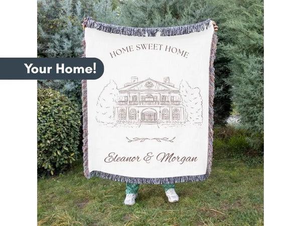 Custom Home Portrait Woven Blanket