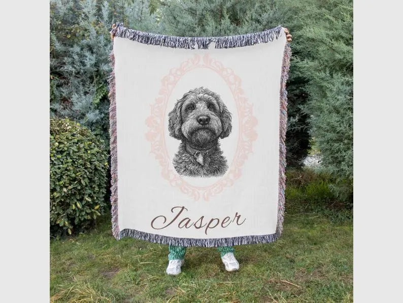 Custom Pet Portrait Woven Blanket