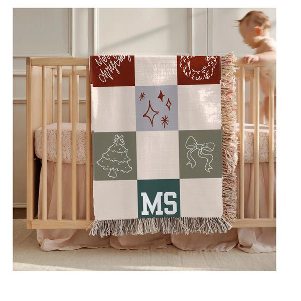 Christmas Woven Baby Blanket Child Gift Xmas