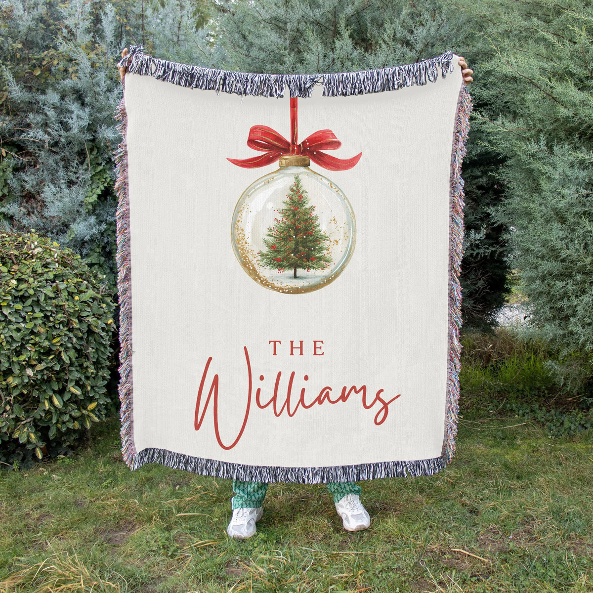 Personalized Christmas Ornament Woven Blanket