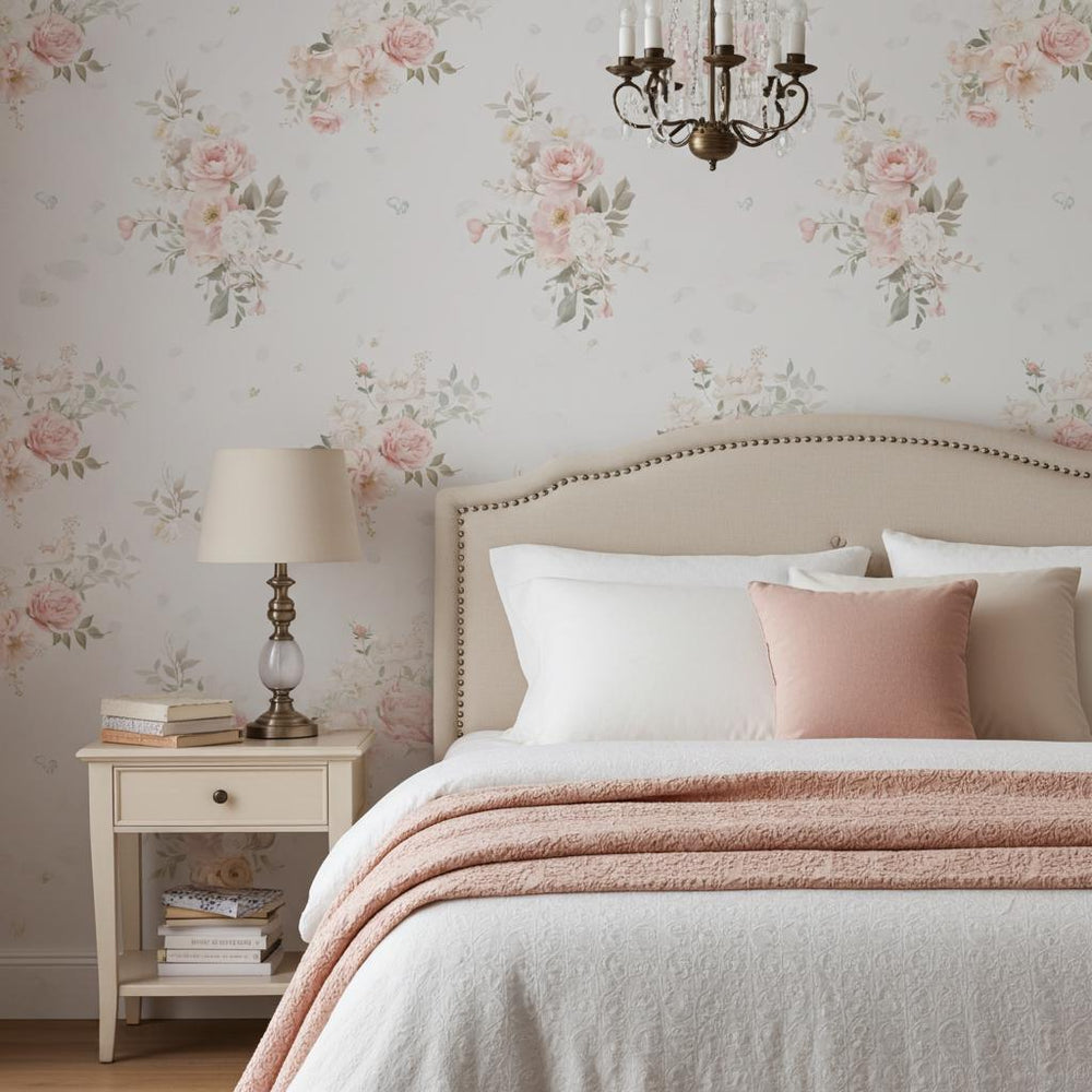 Floral Print Pink Wallpaper