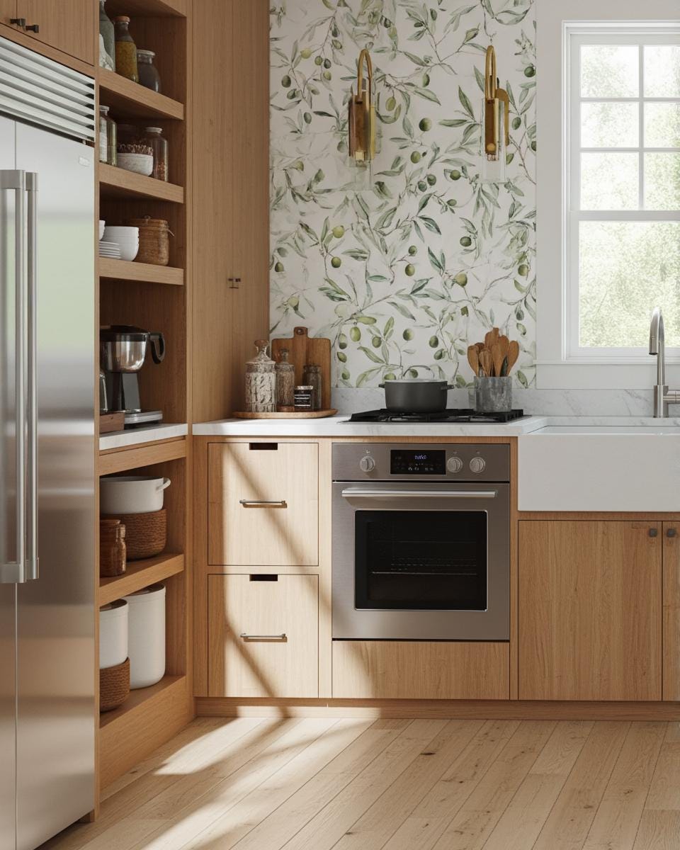Olive Branch Pattern Wallpaper
