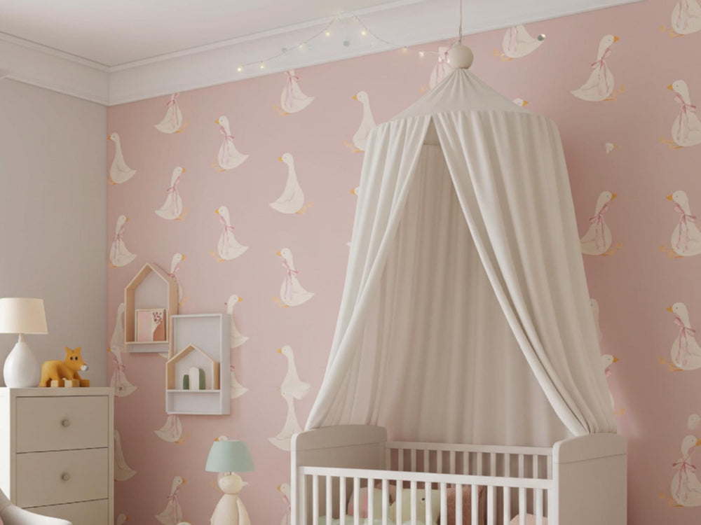 Pink Duck Nursery Wallpaper Cute Goose