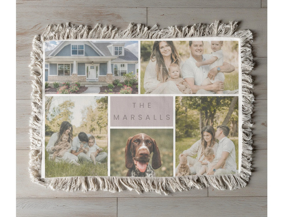 Family Collage Photo Woven Blanket