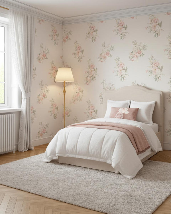 Floral Print Pink Wallpaper