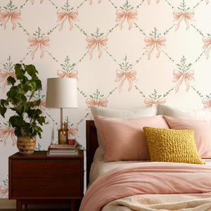 Floral Coquette Bow Wallpaper