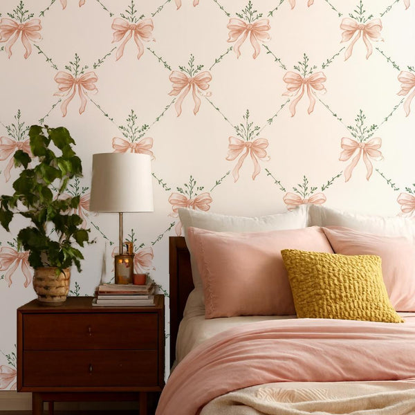 Floral Coquette Bow Wallpaper