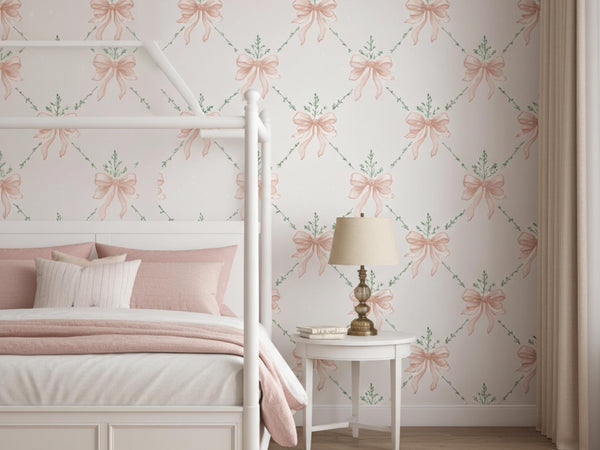 Floral Coquette Bow Wallpaper