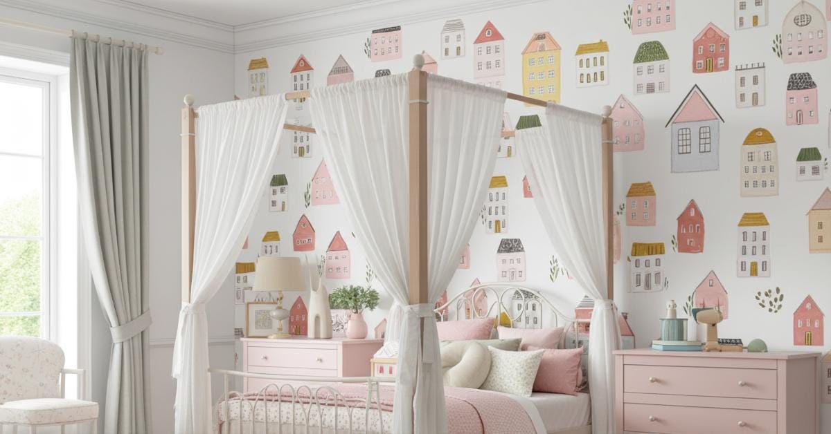Whimsical Village Wallpaper