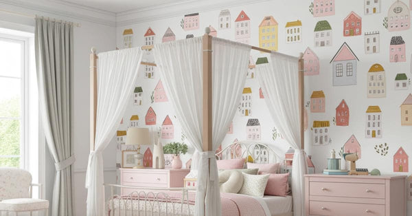 Cute Little Village Whimsical Wallpaper