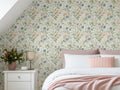 Pastel Bird and Wildflower Wallpaper