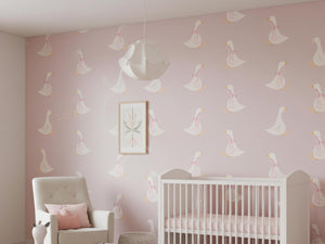 Pink Duck Nursery Wallpaper Cute Goose