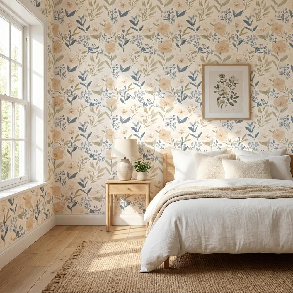 Neutral Floral Peel and Stick Wallpaper