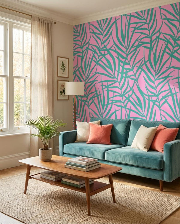 Forest Green Palm Leaf Peel Stick Wallpaper