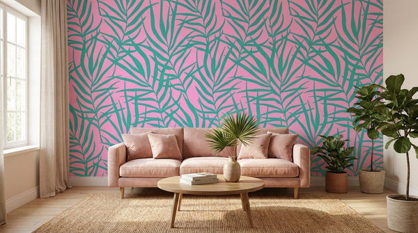 Forest Green Palm Leaf Peel Stick Wallpaper