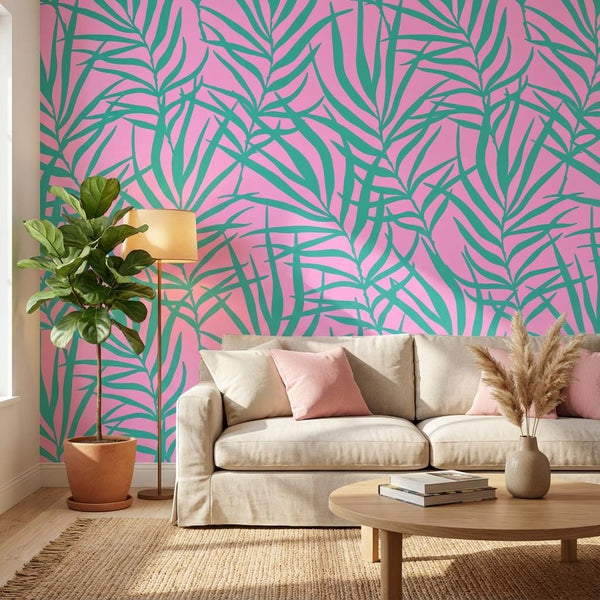 Forest Green Palm Leaf Peel Stick Wallpaper