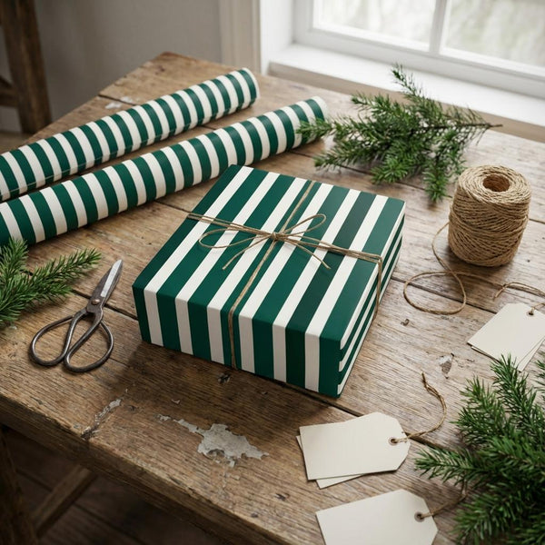 Emerald Green Stripe Wrapping Paper