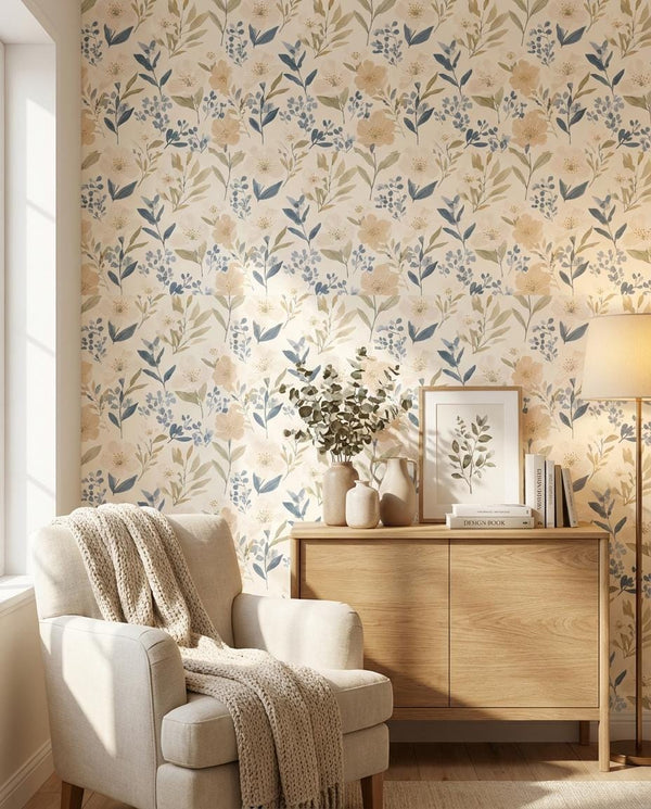 Neutral Floral Peel and Stick Wallpaper