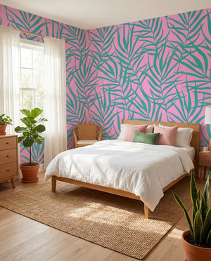 Forest Green Palm Leaf Peel Stick Wallpaper