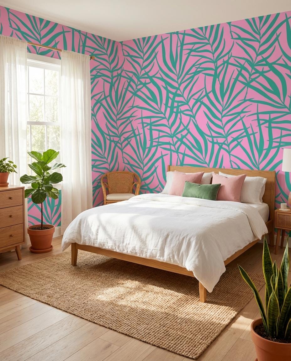 Forest Green Palm Leaf Wallpaper