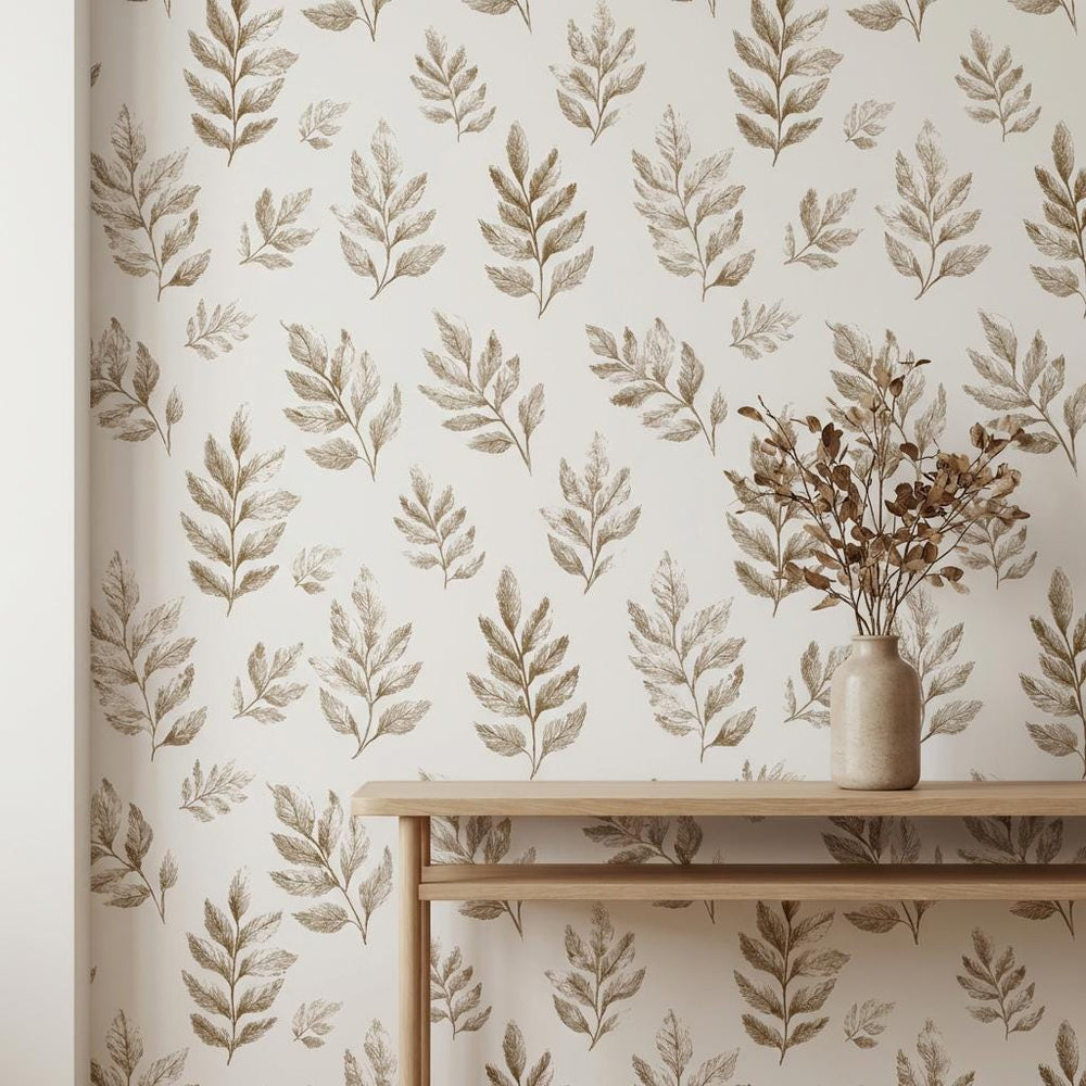 Two Tone Pressed Leaf Botanical Wallpaper