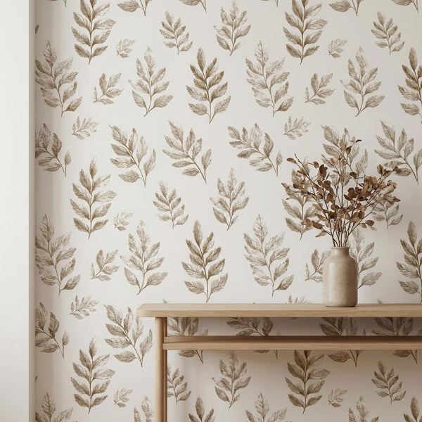 Two Tone Pressed Leaf Botanical Wallpaper