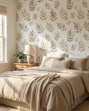 Two Tone Pressed Leaf Botanical Wallpaper