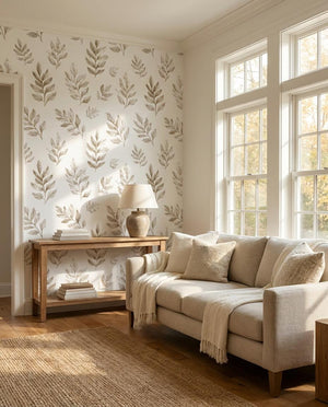 Two Tone Pressed Leaf Botanical Wallpaper