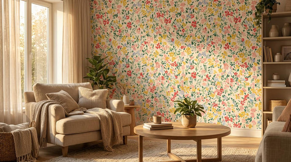 Renter Friendly Watercolor Floral Girl Room Wallpaper